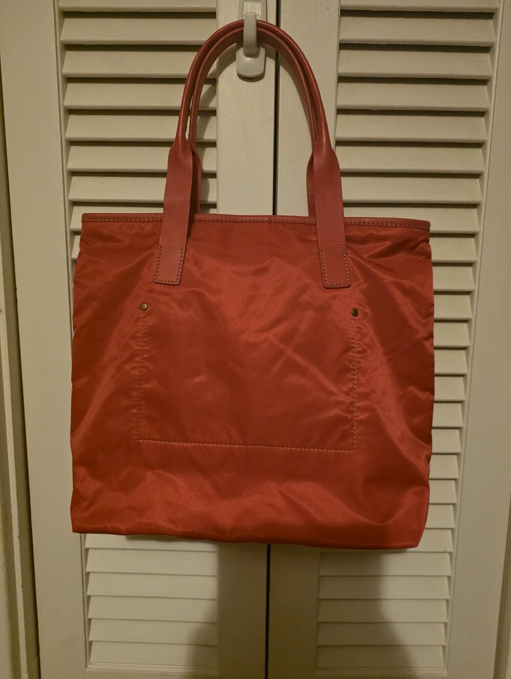J. Crew Red Nylon Tote with Leather Handles - Like New!!!!!